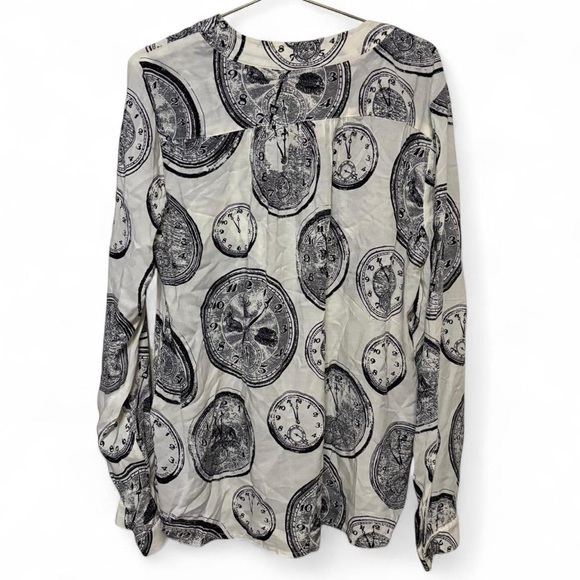 Anthropologie Conversations Clock Long Sleeve Blouse Top 27 of 52 - Picture 2 of 8